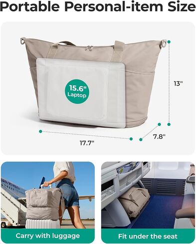BAGSMART Foldable Travel Bag, 37L Duffle Bag for Travel, Expendable Carry on Weekender Duffel, Lightweight Personal Item Bag, Camel in Saudi Arabia