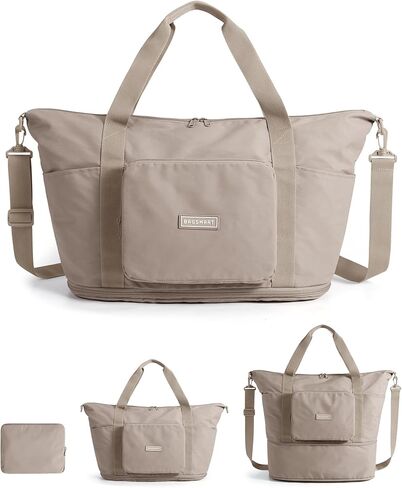 BAGSMART Foldable Travel Bag, 37L Duffle Bag for Travel, Expendable Carry on Weekender Duffel, Lightweight Personal Item Bag, Camel in Saudi Arabia