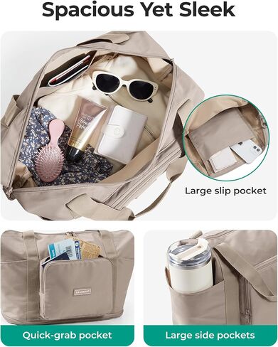 BAGSMART Foldable Travel Bag, 37L Duffle Bag for Travel, Expendable Carry on Weekender Duffel, Lightweight Personal Item Bag, Camel in Saudi Arabia