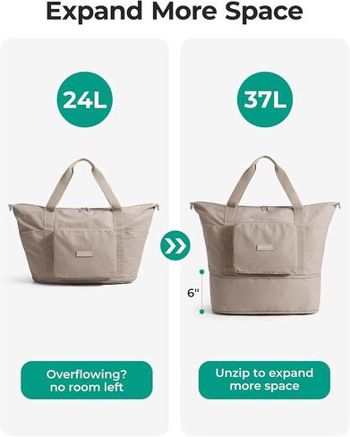 BAGSMART Foldable Travel Bag, 37L Duffle Bag for Travel, Expendable Carry on Weekender Duffel, Lightweight Personal Item Bag, Camel in Saudi Arabia