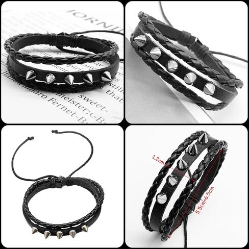 4 قطعة نجوم النساء مسنبل رصع الجلود التفاف الكفة الأساور مجموعة ل Vintage 80s النساء الرجال ايمو القوطي الشرير الصخرة اكسسوارات in Kuwait