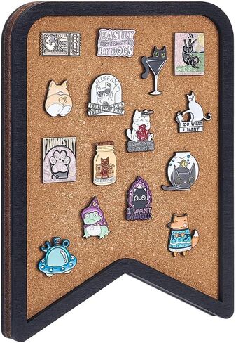 NBEADS Pin Display Cork Tray, Wooden Baseball Shape Wall Mounted Brooch Board Bulletin Display Board for Brooch Pin Storage, Office Home Festival Decor, 8.46X7.87 inch in Saudi Arabia