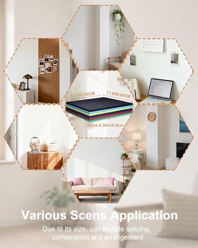 6 PCS Bulletin Board, 11 inches Decorative Felt Board, 0.35“ Thick Freely Combined Photo Display Board, 3D Wall Panels Peel and Stick for School Home Kitchen Office Walls(Square) in Saudi Arabia