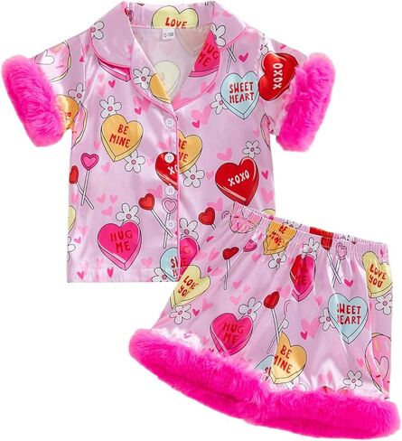 Toddler Baby Girl Easter Bunny Pajamas Kids Rabbit Easter Eggs Lapel Button Pajama Shorts Sleepwear Pjs Outfit in Saudi Arabia