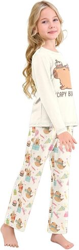 senya Cute Capybara Flying Pajamas 2 Piece Set Long Sleeve Soft Sleepwear for 3-11 Years in Saudi Arabia