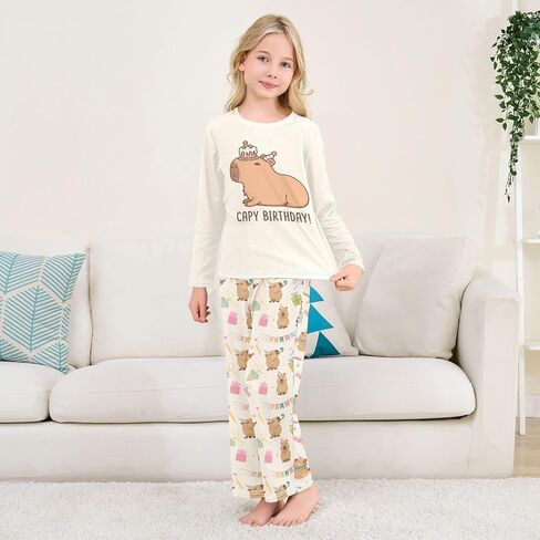 senya Cute Capybara Flying Pajamas 2 Piece Set Long Sleeve Soft Sleepwear for 3-11 Years in Saudi Arabia