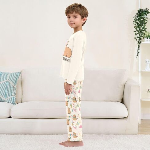 senya Cute Capybara Flying Pajamas 2 Piece Set Long Sleeve Soft Sleepwear for 3-11 Years in Saudi Arabia