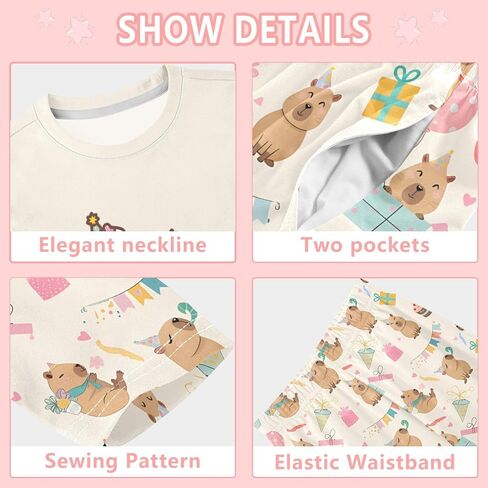 senya Cute Capybara Flying Pajamas 2 Piece Set Long Sleeve Soft Sleepwear for 3-11 Years in Saudi Arabia