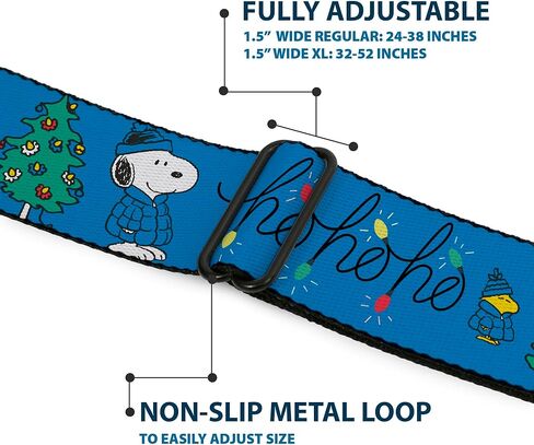 Peanuts Belt, Seatbelt Buckle Belt, Snoopy and Woodstock Holiday Puffer Jacket Ho Ho Pose Blue, Adjustable in Saudi Arabia