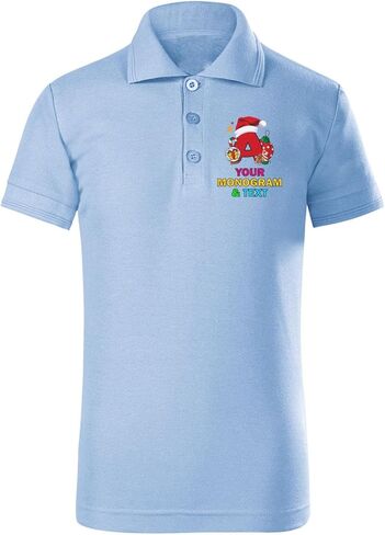 lepni.me Kids’ Custom Christmas Monogram Polo T-Shirt Personalized Festive Holiday Alphabet Tee with Letter for Boys & Girls in Saudi Arabia