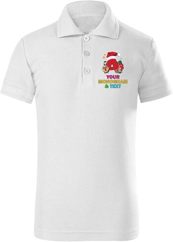 lepni.me Kids’ Custom Christmas Monogram Polo T-Shirt Personalized Festive Holiday Alphabet Tee with Letter for Boys & Girls in Saudi Arabia