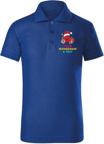 lepni.me Kids’ Custom Christmas Monogram Polo T-Shirt Personalized Festive Holiday Alphabet Tee with Letter for Boys & Girls in Saudi Arabia