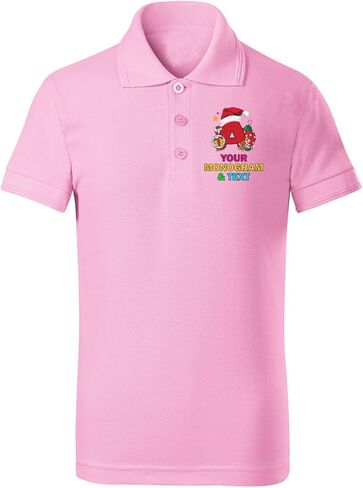 lepni.me Kids’ Custom Christmas Monogram Polo T-Shirt Personalized Festive Holiday Alphabet Tee with Letter for Boys & Girls in Saudi Arabia