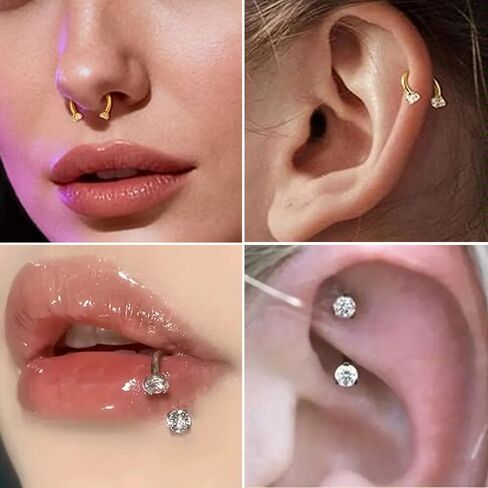 16G Horseshoe Nose Septum Rings for Women Men Hypoallergenic Surgical Steel with Gold Plated Eyebrow Septum Lip Labret Helix Tragus Cartilage Daith Rook Conch Earring Piercing Jewelry in Saudi Arabia