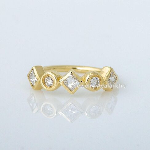 Jewelry Avalanche 20G 14K Yellow Gold Bezel Set Round & Princess Cut Diamond Nose Hoop Ring Twist-open 5/16"(8mm) Nose Ring, Unisex 14KNH104BZY-WD in Saudi Arabia