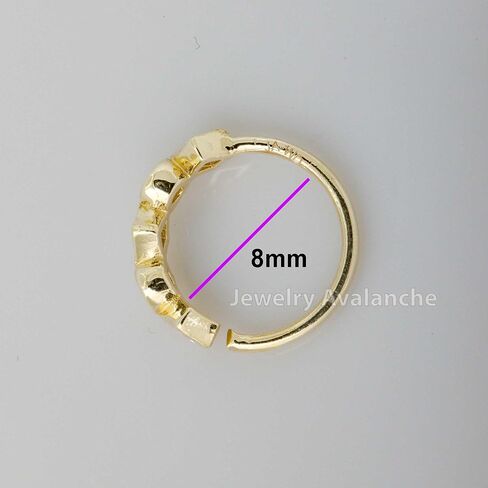 Jewelry Avalanche 20G 14K Yellow Gold Bezel Set Round & Princess Cut Diamond Nose Hoop Ring Twist-open 5/16"(8mm) Nose Ring, Unisex 14KNH104BZY-WD in Saudi Arabia