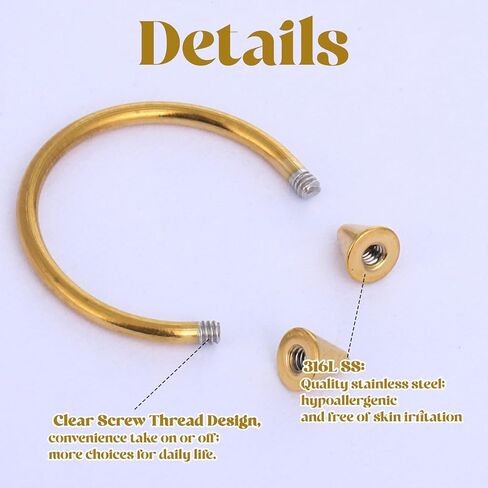 64 PCS Jewelry Lip Barbell Ring Lip Rings Vertical Labret Medusa Snake Bite Earring Piercing Jewelry Helix Earring Daith Tragus Cartilage Studs Steel for Women Men in Saudi Arabia