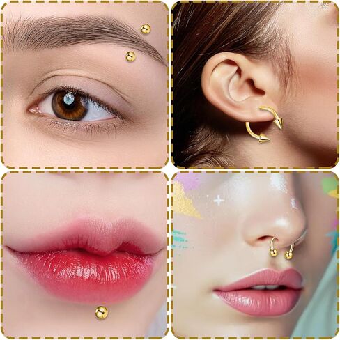 64 PCS Jewelry Lip Barbell Ring Lip Rings Vertical Labret Medusa Snake Bite Earring Piercing Jewelry Helix Earring Daith Tragus Cartilage Studs Steel for Women Men in Saudi Arabia