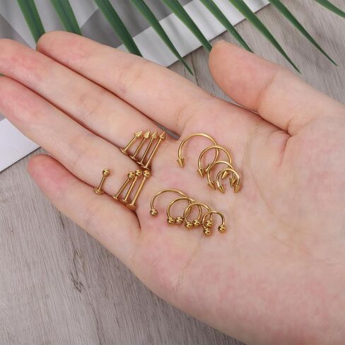 64 PCS Jewelry Lip Barbell Ring Lip Rings Vertical Labret Medusa Snake Bite Earring Piercing Jewelry Helix Earring Daith Tragus Cartilage Studs Steel for Women Men in Saudi Arabia
