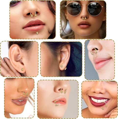 64 PCS Jewelry Lip Barbell Ring Lip Rings Vertical Labret Medusa Snake Bite Earring Piercing Jewelry Helix Earring Daith Tragus Cartilage Studs Steel for Women Men in Saudi Arabia