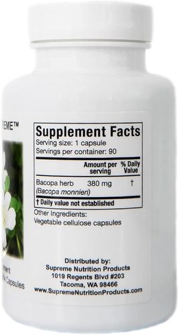 Supreme Nutrition Products Bacopa, 90 Pure Bacopa Herb Vegetarian Capsules in Saudi Arabia