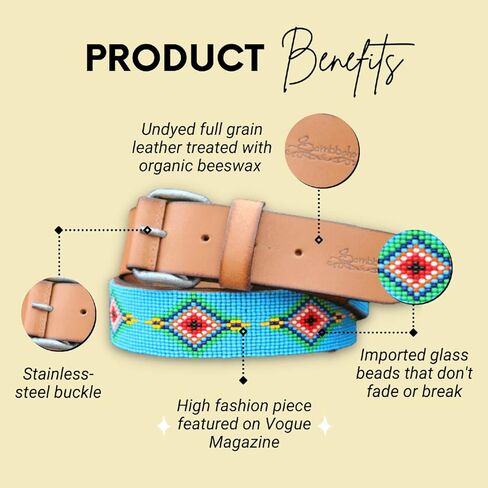 Sambboho - Handmade & Luxury Blue Vogue Women's Leather Belts for Women - Versitle & Durable Belts for any Occasion in Saudi Arabia