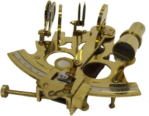 THOR INSTRUMENTS 6 بوصة أسطرلاب نحاسي السدس مع صندوق خشبي مزخرف: هدايا ديكور منزلي عتيق ريفي بحري in Saudi Arabia
