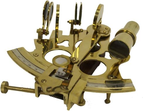 THOR INSTRUMENTS 6 بوصة أسطرلاب نحاسي السدس مع صندوق خشبي مزخرف: هدايا ديكور منزلي عتيق ريفي بحري in Saudi Arabia