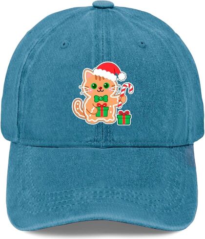 Cute Cat Gingerbread Man Christmas Golf Hat Garde Caps for Her in Saudi Arabia