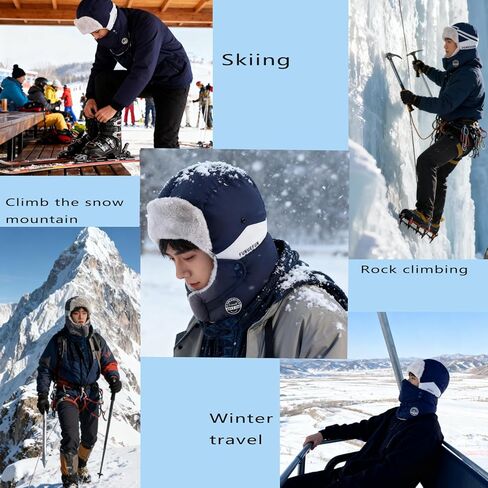Winter Trapper Hat, Balaclava Fur Hat for Men Women - Windproof & Waterproof Hat with Removable Mask Ear Flaps in Saudi Arabia