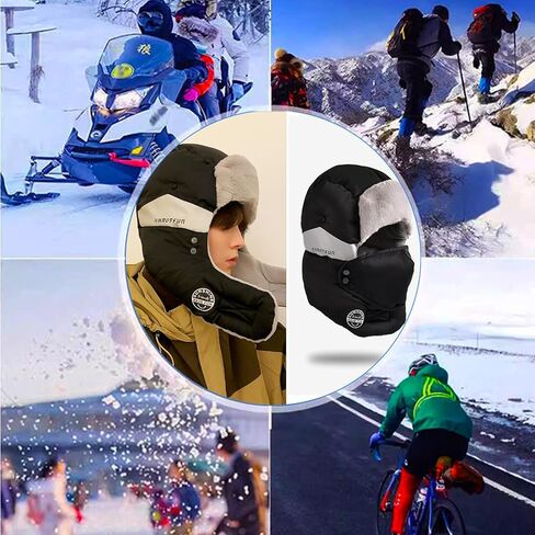 Winter Trapper Hat, Balaclava Fur Hat for Men Women - Windproof & Waterproof Hat with Removable Mask Ear Flaps in Saudi Arabia
