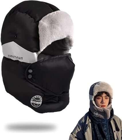 Winter Trapper Hat, Balaclava Fur Hat for Men Women - Windproof & Waterproof Hat with Removable Mask Ear Flaps in Saudi Arabia