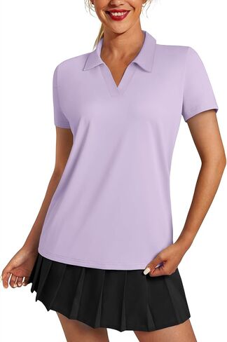 Women's Polo Shirts Short Sleeve UPF 50+ Sun Protection V Neck Golf Tennis Collared Work Tops Dry Fit in Saudi Arabia