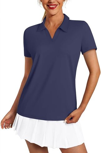 Women's Polo Shirts Short Sleeve UPF 50+ Sun Protection V Neck Golf Tennis Collared Work Tops Dry Fit in Saudi Arabia