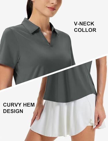 MAGCOMSEN Women's Golf Shirts Short Sleeve Polo UPF 50+ V Neck Collared Tops Quick Dry Tennis Athletic T Shirts in Saudi Arabia