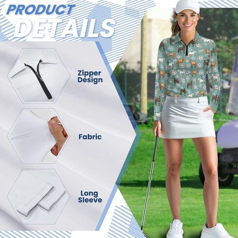 Women Athletic Golf Polo Shirts Long Sleeves V Neck Running Hiking Quick Dry Trendy Pullover Workout Tops XS-2XL in Saudi Arabia