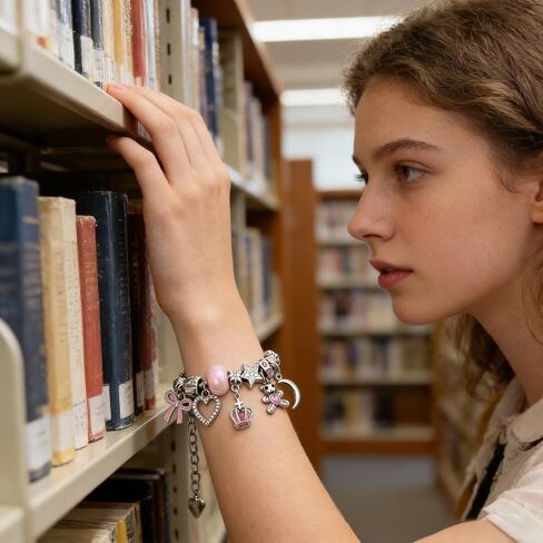 Italian Charm Bracelet Silver Charm Bracelet Pink Charms Bracelets Kawaii Jewelry Y2K Bracelets Stocking Stuffers for Women Cute Accessories Valentine's Day Birthday in Kuwait