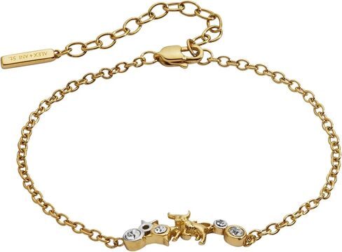 سوار Alex and Ani Zodiac - سوار من الفولاذ المقاوم للصدأ بلونين مع كريستالات شفافة، خالٍ من النيكل، سوار بعلامة زودياك للنساء in Kuwait