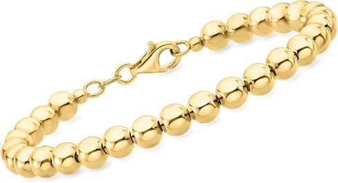Ross-Simons Italian 6mm 18kt Gold Over Sterling Bead Bracelet in Saudi Arabia