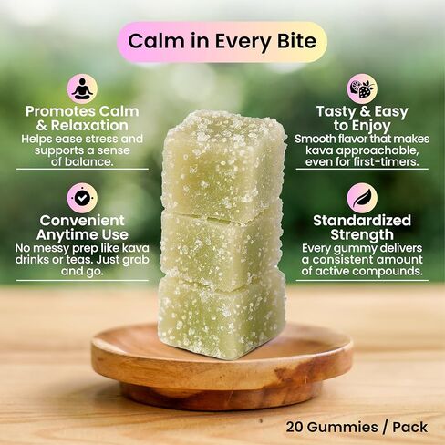 WUNDERKIND Kava Gummies قوة إضافية لتعزيز المزاج - فعالية عالية 70% كافالاكتونز | تخفيف التوتر الطبيعي | نباتي، مكونات نظيفة، بدون جيلاتين أو أصباغ | 1 قطعة حلوى لكل حصة | عصير ليمون بالفراولة in Kuwait