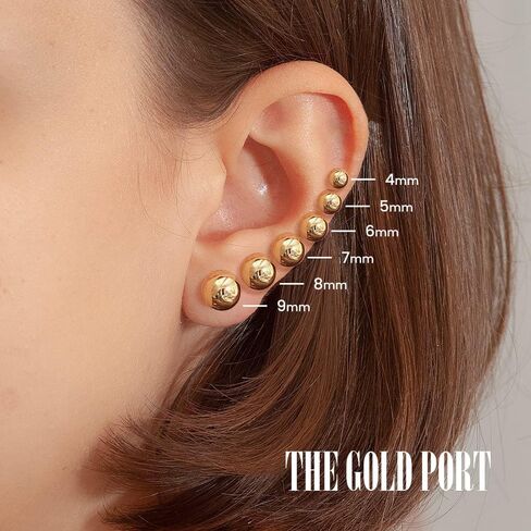 TGP 18K Gold Plated Ball Stud Earrings 10mm, Hypoallergenic Gold Ball Earrings for Women in Saudi Arabia