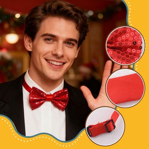 YALLNASL Disco Sequins Bow Tie for Men Boys Glitter Cosplay Costumes Party Bowtie for Christmas Wedding Prom Dance Bow Tie in Saudi Arabia