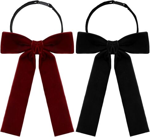 Womens Tie Pre-tied Velvet Bow Tie for Women Solid Color Adjustable Bowtie for Women/Men/Girls School Uniform Party in Saudi Arabia
