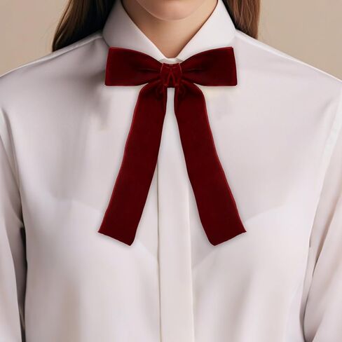 Womens Tie Pre-tied Velvet Bow Tie for Women Solid Color Adjustable Bowtie for Women/Men/Girls School Uniform Party in Saudi Arabia