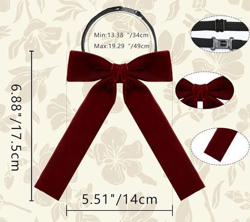 Womens Tie Pre-tied Velvet Bow Tie for Women Solid Color Adjustable Bowtie for Women/Men/Girls School Uniform Party in Saudi Arabia