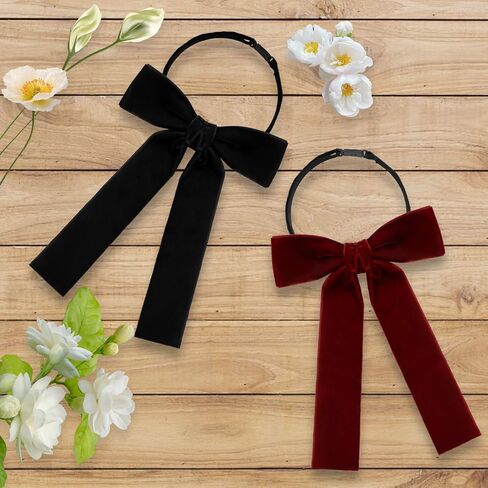Womens Tie Pre-tied Velvet Bow Tie for Women Solid Color Adjustable Bowtie for Women/Men/Girls School Uniform Party in Saudi Arabia