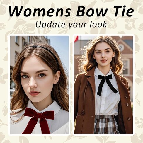 Womens Tie Pre-tied Velvet Bow Tie for Women Solid Color Adjustable Bowtie for Women/Men/Girls School Uniform Party in Saudi Arabia