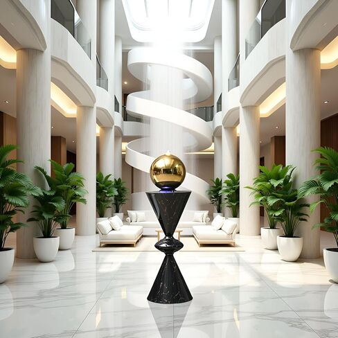 نافورة شلال داخلية، شلال أرضي مع ضوء LED ورذاذ، نافورة ديكور بنسيج رخامي حديث، مضخة هادئة لتزيين المياه في غرفة المعيشة والمكتب in Kuwait