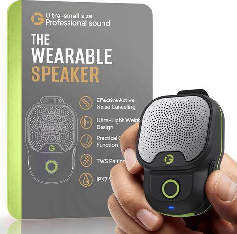 Wearable Bluetooth Speaker, Bluetooth 5.4 Clip On Wireless Speaker with Mic, TWS Function, 12Hrs Playtime, IPX5 Waterproof, Mini Portable Speaker for Outdoor Working, Biking, Running in Saudi Arabia
