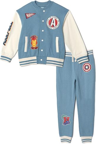 Marvel Fleece Varsity Bomber Jacket and Jogger Pants Outfit Set Toddler to Big Kid Sizes (2T - 14-16) in Saudi Arabia